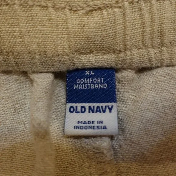 Old Navy Flax Linen Blend Shorts Women’s XL Elastic High Waist Oatmeal Pull On - Picture 3 of 13